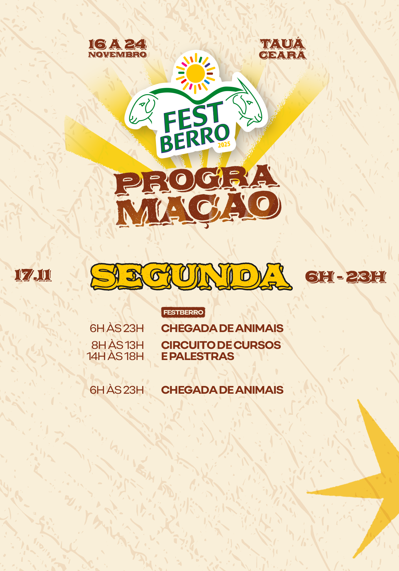 Programação detalhada de 17 de novembro