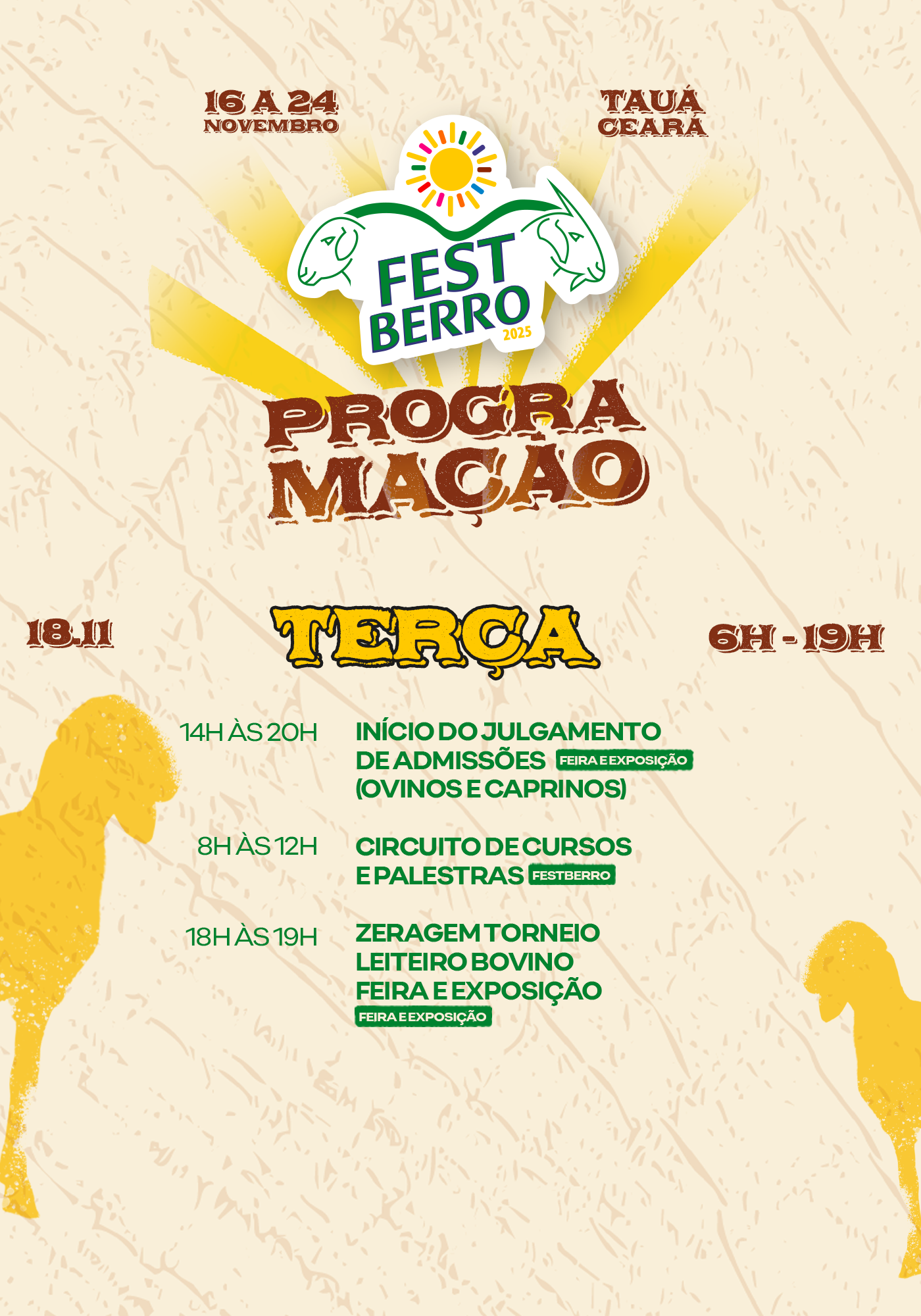 Programação detalhada de 18 de novembro
