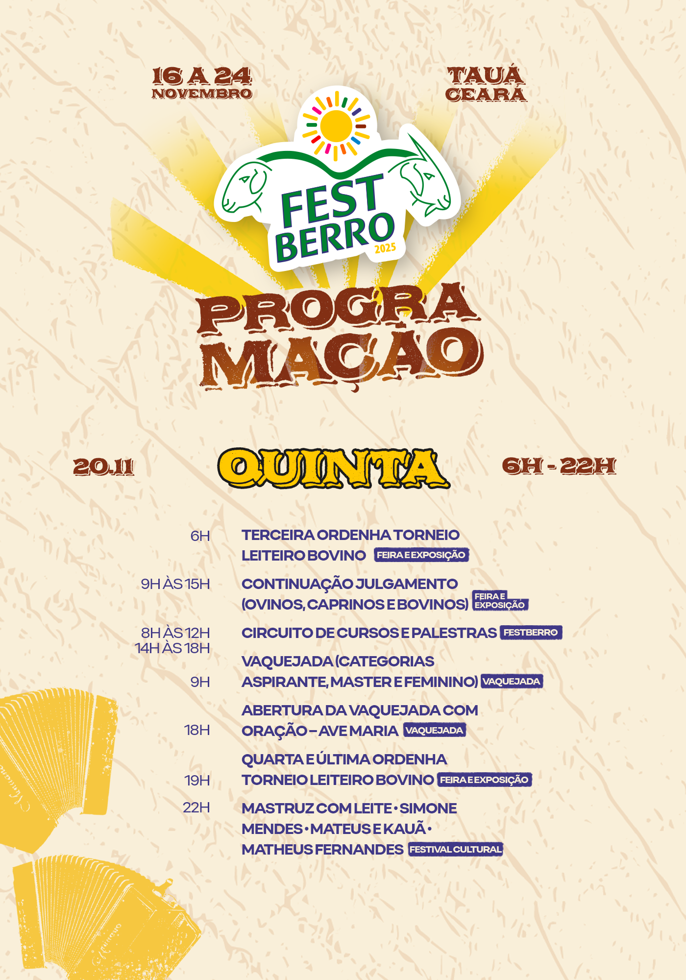 Programação detalhada de 20 de novembro